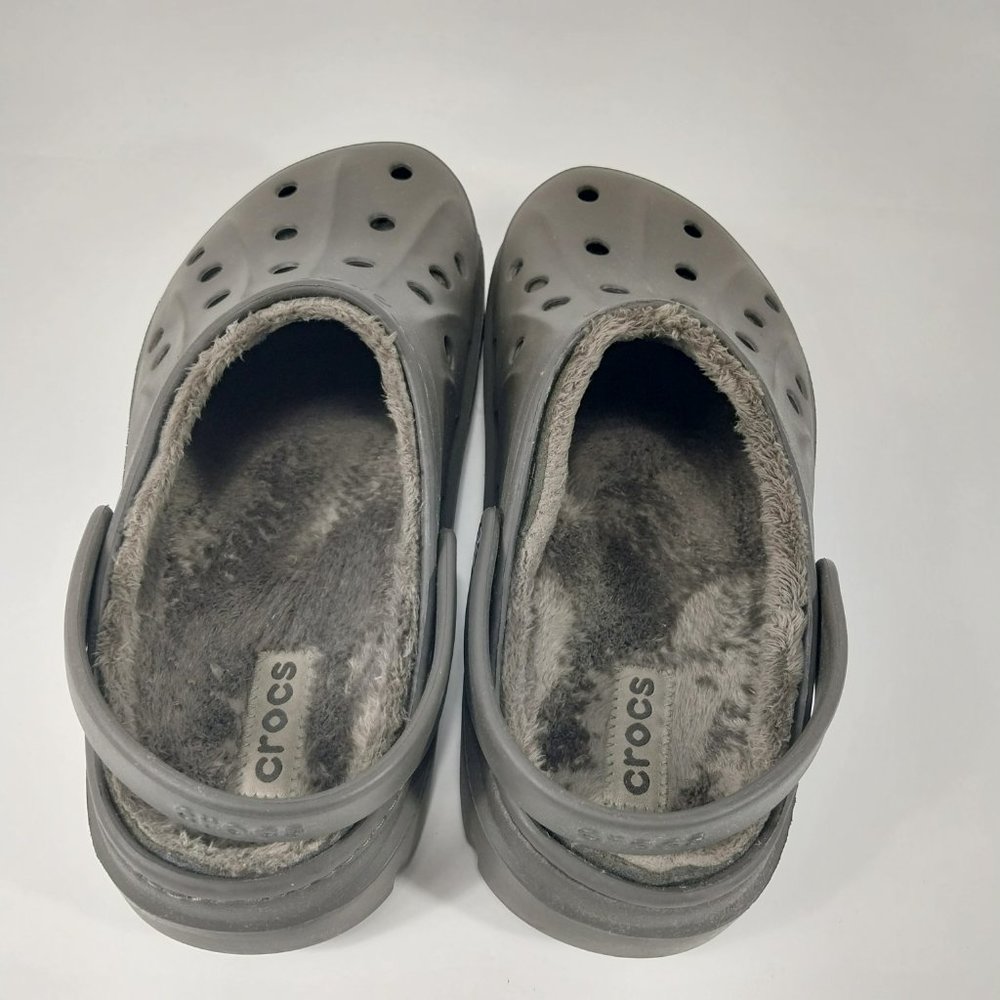 Crocs Mens 10 Womens 12 Clogs Brown Faux Fur Lined Casual Comfort Slip On Shoes - Picture 2 of 9